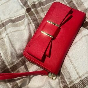 Betsey Johnson Red bow tie wristlet wallet- never used just doesn’t have tags